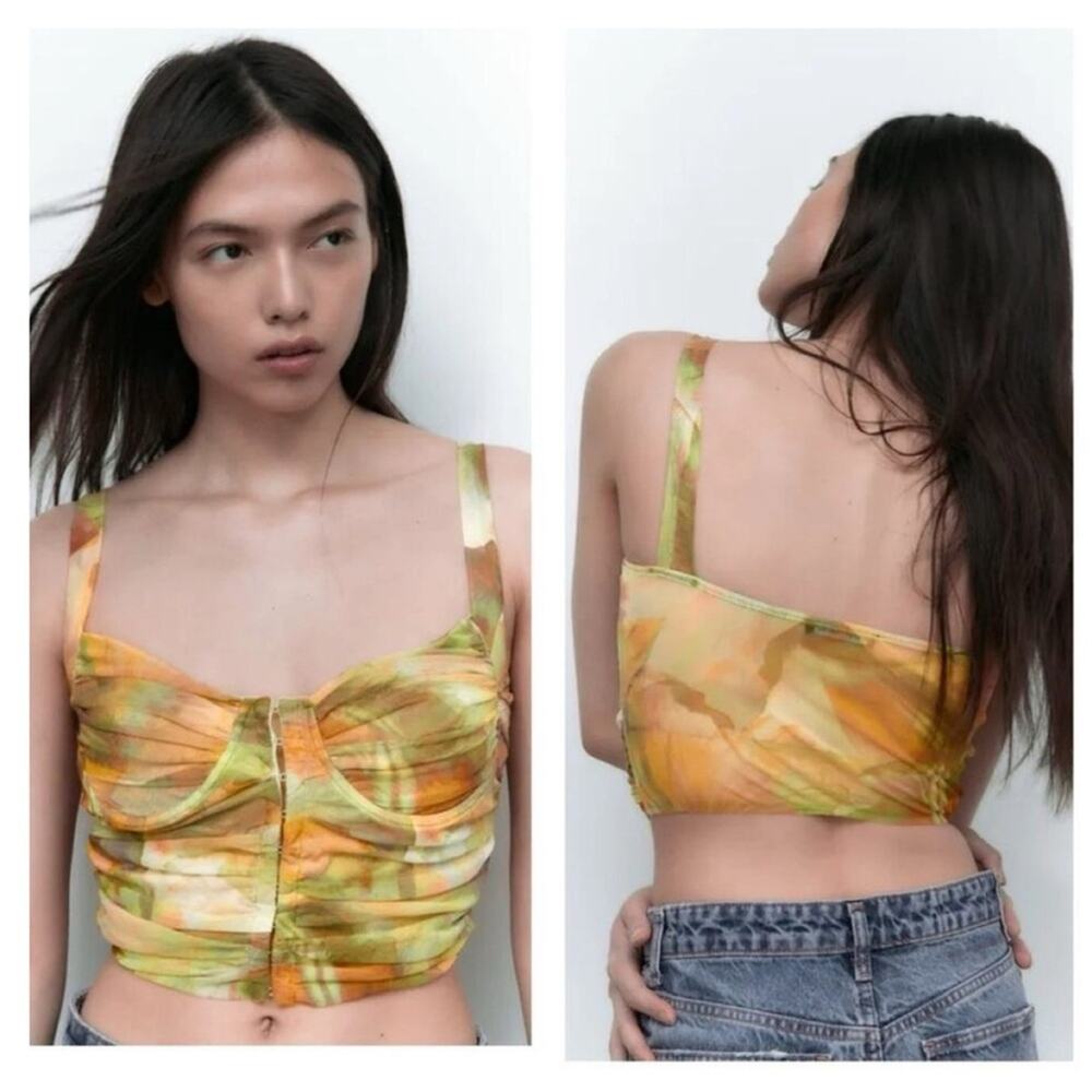 ZARA Tulle Hook &‎ Eye Crop Top S